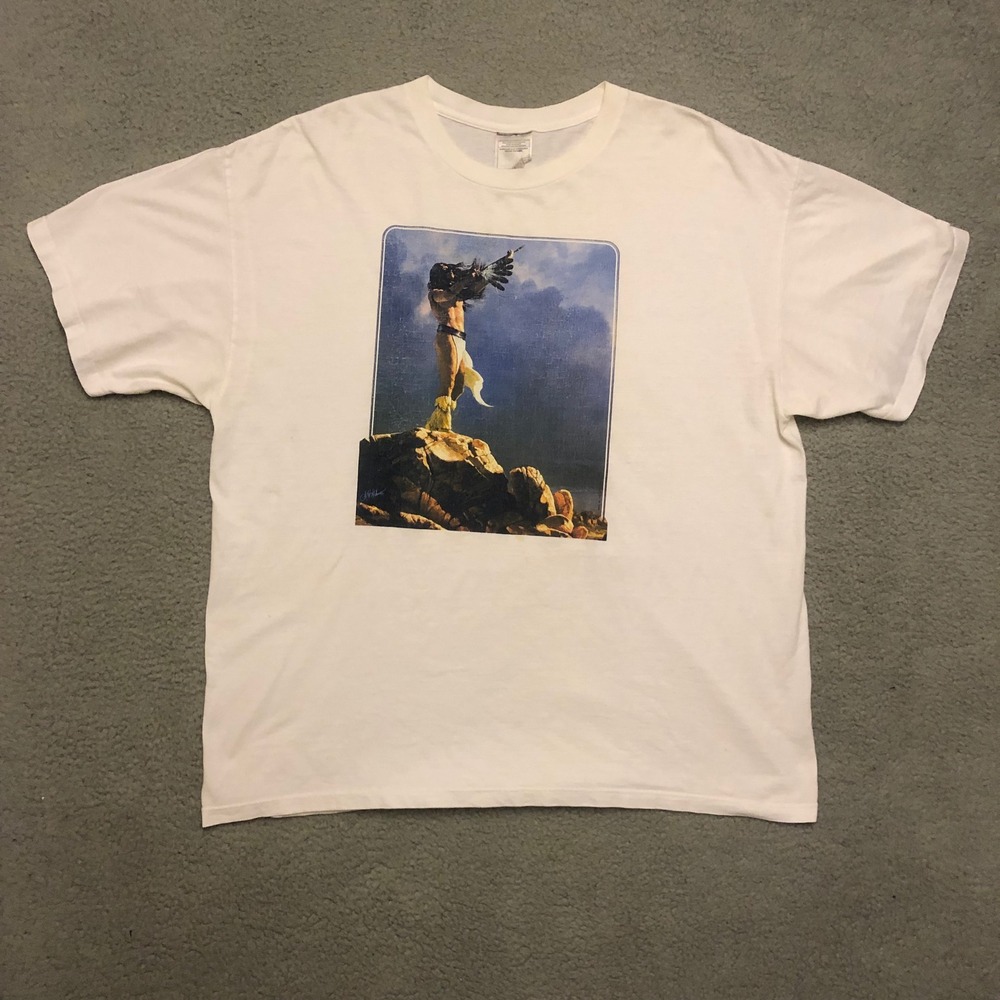VTG Native American Eagle Graphic T-Shirt White XL Art Tee